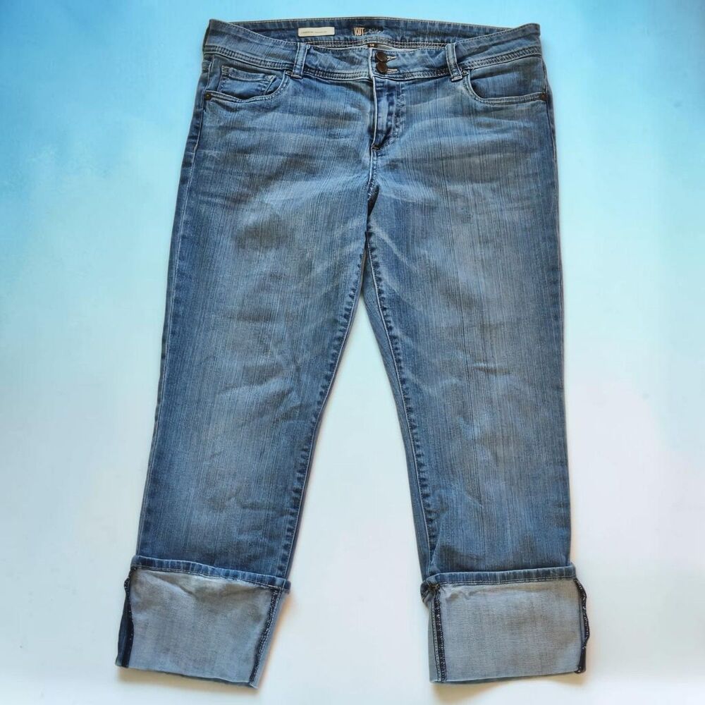 Kut From The Kloth Womens Sz 14 Cameron Straight Leg Cuffed Jeans Crop Capri